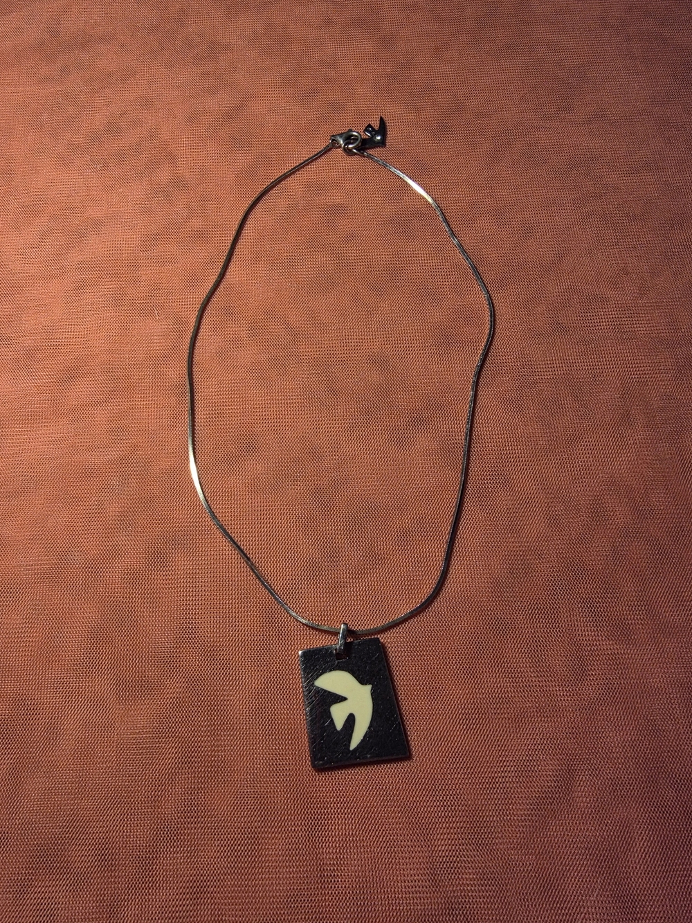 Vintage Cicile Jeanne 925 Sterling Silver Necklace With Cream Dove Pendant